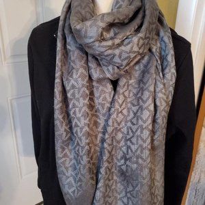 Scarf 80" X 24 3/4" printed with the MK but no labels Silver and Gray